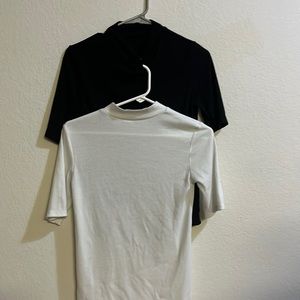2-for-1 Black and White Mock Neck T-Shirts